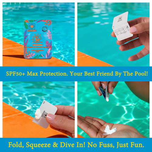 SOLASAFE Sunscreen Card SPF50+ PA++++ 10 Sheets 2g Full Body Protection Waterproof Portable for Beach Outdoor Activities