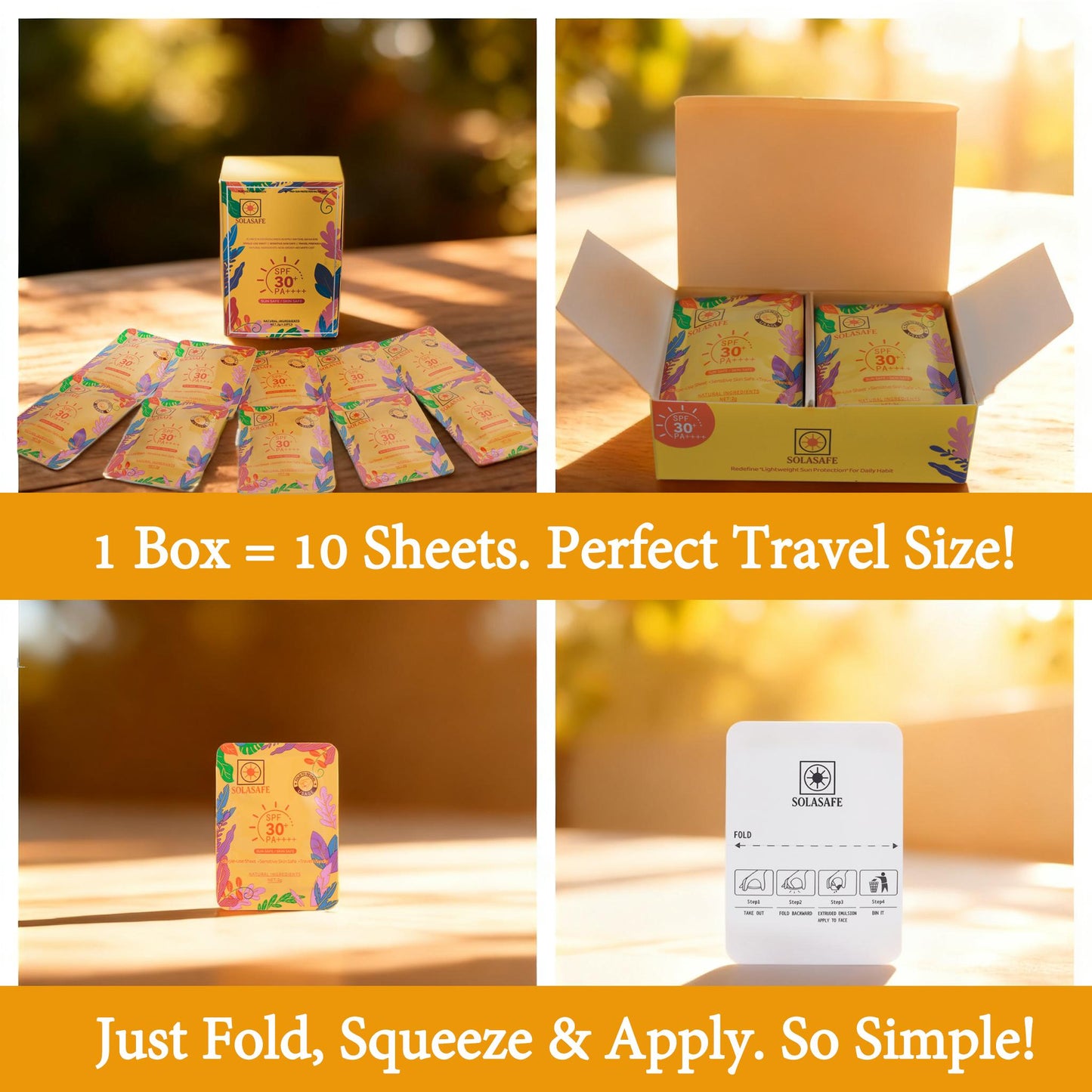 【Sensitive Skin Friendly】SOLASAFE Sunscreen Card SPF30+ PA++++ | 10 Sheets | 2g Full Body | Lightweight | Office Daily Portable