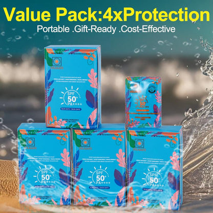 SOLASAFE Sunscreen Card SPF50+ PA++++ 10 Sheets 2g Full Body Protection Waterproof Portable for Beach Outdoor Activities